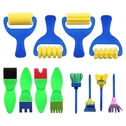YGDZ Kids Washable Paint Brushes, Foam Roller Sponge Arts Crafts (12 Pack)