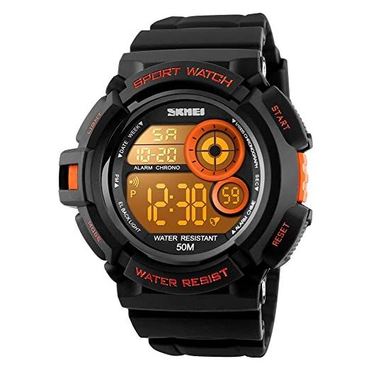 Men's Digital Sport Watches Waterproof Military Multifunctional LED Backlight Rubber Strap Big Number Watch for Men