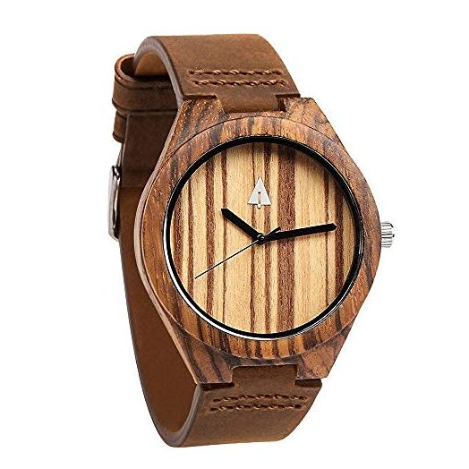 Treehut Wooden Watches for Men, Japanese Miyota Movement, Stylish Exotic Wrist Watch with Adjustable Stainless Steel Buckle, Leather Straps, Watch Made Real Bamboo Wood, Relojes para Hombre