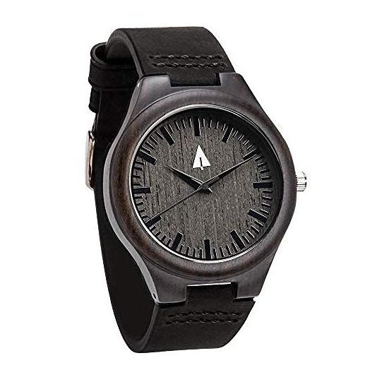 Treehut Wooden Watches for Men, Japanese Miyota Movement, Stylish Exotic Wrist Watch with Adjustable Stainless Steel Buckle, Leather Straps, Watch Made Real Ebony Wood, Relojes para Hombre