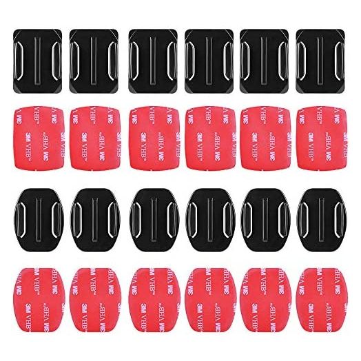 Sticky Helmet Mounts Adhesive for GoPro Tape Kit by HOLACA, 6pcs Flat +6pcs Curved 3M Adhesive Mounts Accessories for GOPRO Hero 3 4 5 6 7 8 New GoPro 9+ Hero Session
