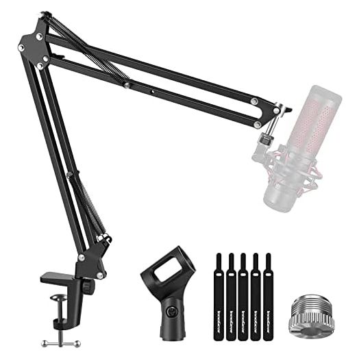 InnoGear Microphone Arm, Upgraded Mic Arm Microphone Stand Boom Suspension Stand with 3/8" to 5/8" Screw Adapter Clip for Blue Yeti Snowball, HyperX QuadCast, Yeti x and other Mic, Medium
