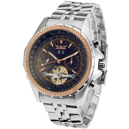 Forsining Men's Multi Color Tourbillion Automatic Mechanical Brand Watch with Brass Band JAG070M4T2