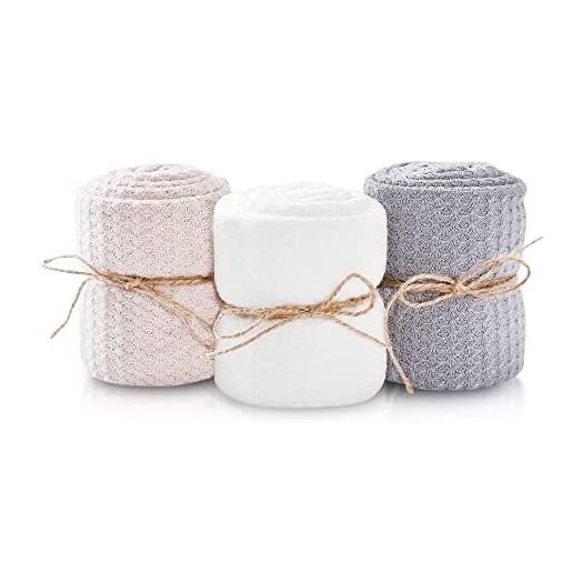 First Landings Baby Wrap - Set of 3 Premium Knit Wraps - Newborn Photography Props for Boy or Girl Photoshoot - Unisex Newborn Receiving Blankets or Baby Swaddle Wrap