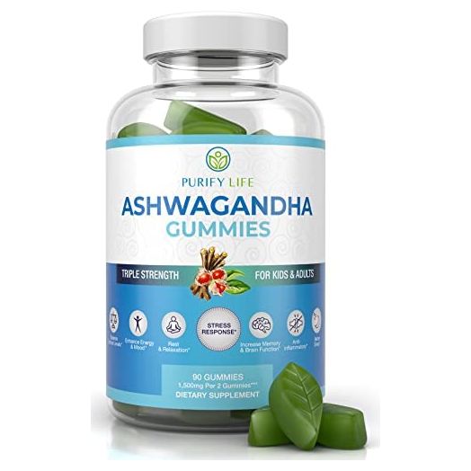 Ashwagandha Gummies (Max Strength - 750mg/Gummy) (90ct - Up to 3 Month Supply) Support Calm Mood, Relaxation, Sleep Aid & Cognitive Support - Ashwagandha Gummies for Women Ashwagandha Gummies for Men