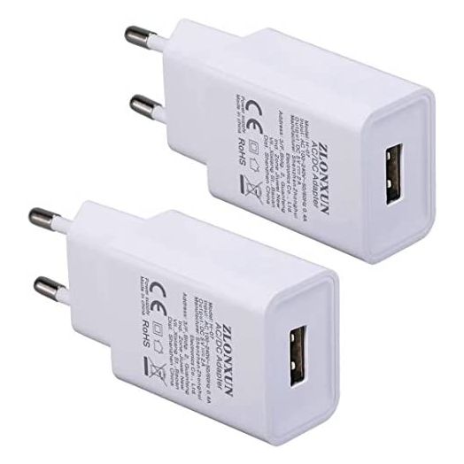 European Charger Adapter 2-Pack 5V/2A EU Charger Plug Power Adapter for iPhone,Samsung Galaxy,Huawei,Xiaomi,LG,Motorola,HTC etc.