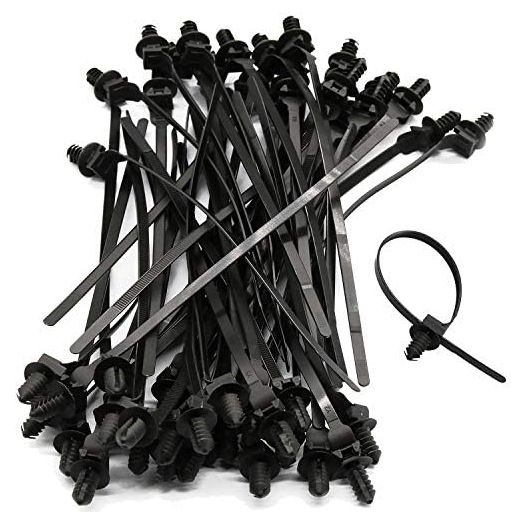 50 Pack Cable Zip Ties, 8 Inch Nylon Push Mount Self Locking Cable Ties for Indoor Wire Tying-Black