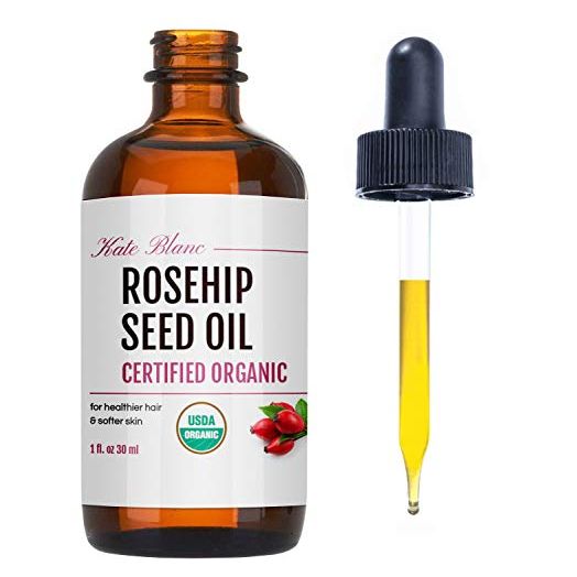 Rosehip Oil for Face & Skin - Kate Blanc Cosmetics. USDA Organic Rosehip Seed Oil for Gua Sha Massage & Essential Face Oil. 100% Pure, Cold Pressed Rose Hip Oil for Acne Scars & Facial Oil (1 oz)