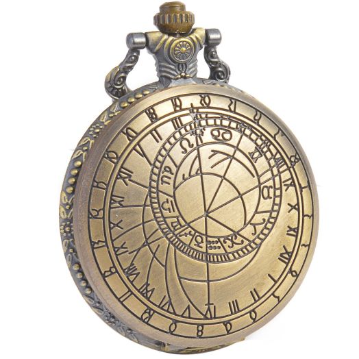 SIBOSUN Pocket Watch Chain Quartz Movement Arabic Numerals Half Hunter Smooth Back Case Bronze Vintage Box