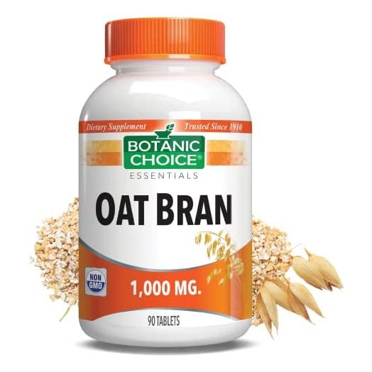 Premium Oat Bran Soluble Fiber Supplement, Helps Support Heart and Digestive Health, 90 Count Pills Capsules, Vegetarian Non-GMO, 1000 mg, Botanic Choice