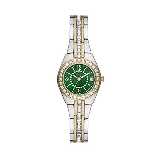 RELIC by Fossil Women's Queen's Court Three-Hand Date Silver and Gold Two-Tone Stainless Steel Bracelet Dress Watch (Model: ZR12652)