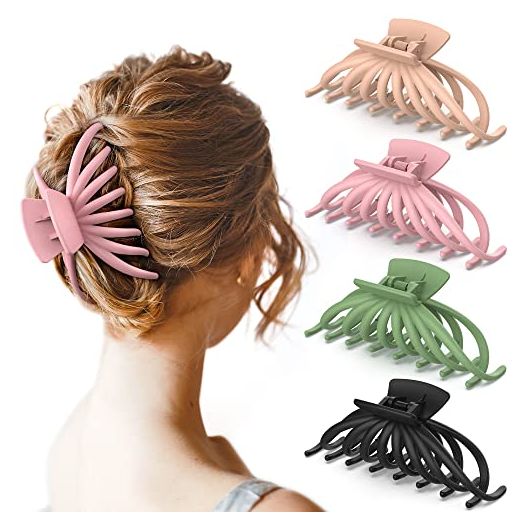 OPAUL Hair Clips for Women, Matte Nonslip Large Hair Claw Clips for Thick and Thin Hair