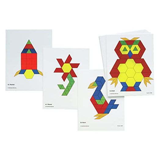Learning Advantage Pattern Block Activity Cards - In-Home Learning Activity for Early Math & Geometry - Set of 20 - Teach Creativity, Sequencing and Patterning