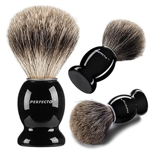 Perfecto 100% Pure Badger Shaving Brush, Black Handle