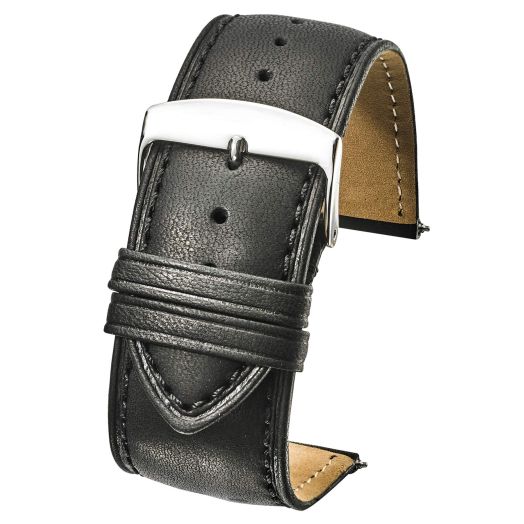 STUNNING SELECTION ALPINE Genuine leather watch band (fits wrist sizes 6-7 1/2 inch)- black - 28mm