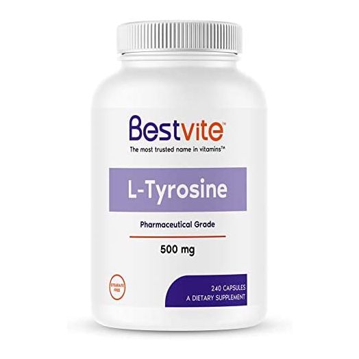 L-Tyrosine 500mg (240 Capsules), No Stearates, Non GMO, Gluten Free