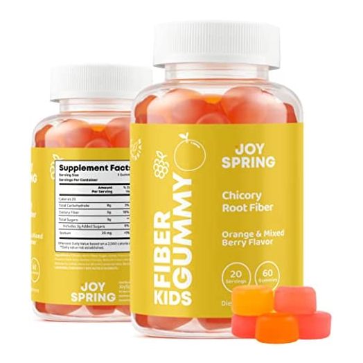 Chewable Fiber Gummies for Kids - Orange and Berry Flavored Fiber Supplements for Kids - Kids Fiber Gummies for Child and Toddler Constipation Relief - 60 ct. Chicory Root Fiber Supplement Gummies