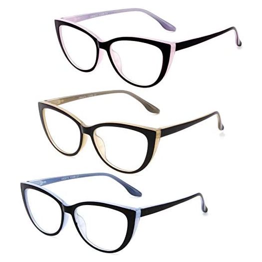 CRGATV Reading Glasses Blue Light Blocking Stylish Cat Eye Computer Readers Anti Eyestrain & Glare for Women (3 Pack)