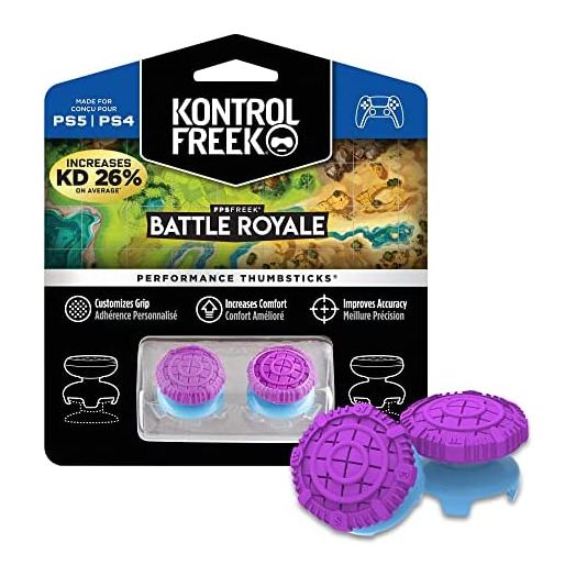 KontrolFreek FPS Freek Battle Royale Performance Thumnbsticks for PlayStation 4 (PS4) and PlayStation 5 (PS5) | 2 High-Rise Convex | Purple