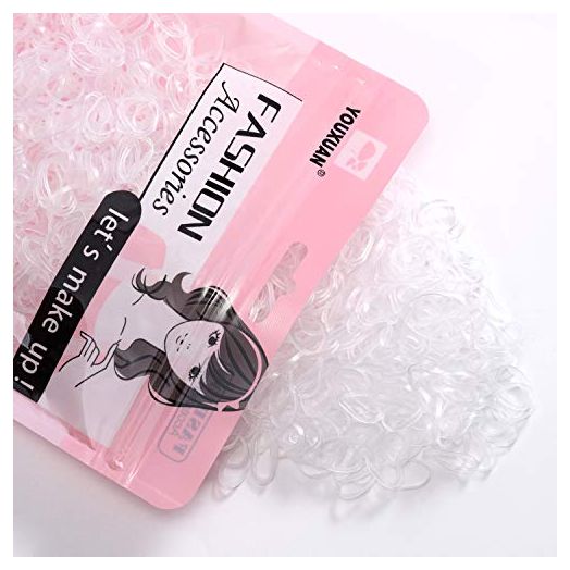 Youxuan 1000-Pack Elastic Hair Ties Non-slip Rubber Hair Bands for Girls, Clear