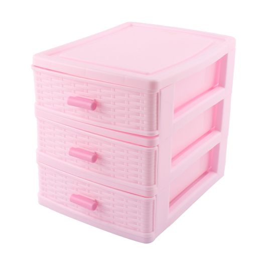 Home Plastic 3 Layers Cosmetics Lipstick Hairpin Storage Box Case Pink