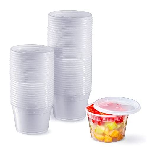 16 oz. Plastic Deli Food Storage Containers with Airtight Lids [48 Sets]