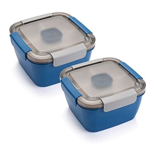 Freshmage Salad Lunch Containers To Go, 52 oz Salad Bowls with 3 Compartments (2 Pack)