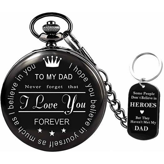 Udaney to My Dad Gifts from Son/Daughter Engraved Pocket Watch for Birthday Christmas Dad GIfts with Box for Fathers Day