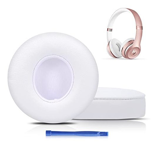 Updated Thickened Solo Wireless 2/3 Replacement Ear Pads,earpads for Beats Solo 2/3 Wireless Headphone (White)