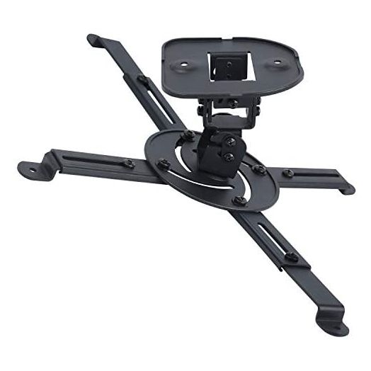 DYNAVISTA Full Motion Universal Projector Ceiling Mount Bracket with Adjustable Extendable Arms Rotating Swivel Tilt and Low Profile Mount for Home and Office Projector (Black)
