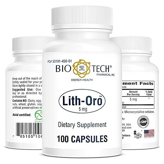 Bio-Tech Pharmacal Lith-Oro Dietary Supplement (5mg, 100 Count)