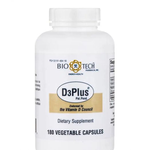 Bio-Tech Pharmacal D3Plus - 180 Vegetable Capsules