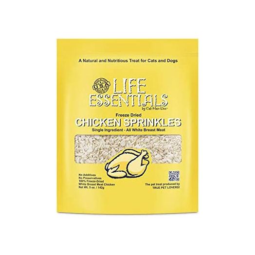 Life Essentials by Cat-Man-Doo All Natural Freeze Dried Chicken Crushed Sprinkles Powder for Dogs & Cats - No Fillers, Preservatives, or Additives -- No Grain Tasty Treat --Made in USA (5 Oz Bag)