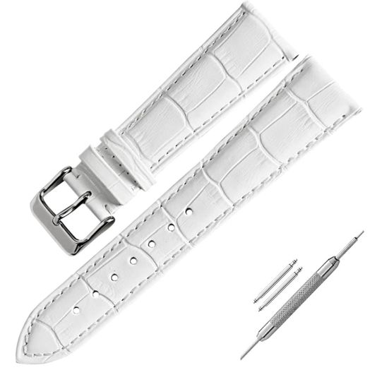 (Watchband) Alligator Grain Top Grain Scafskin Watch StrapDouble Side Full grain Cow Leather Embossed Pattern Universal Smart Genuine Leather Bracelet Replacement 304L Pin Buckle Wristwatch belt for
