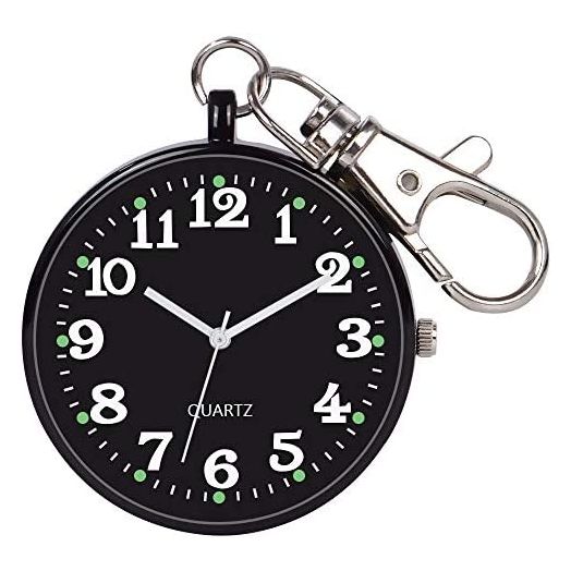 Minimalist Ultra Thin Open Face Quartz Pocket Watch with Key Buckle Unisex Portable Unisex Pocket Watch