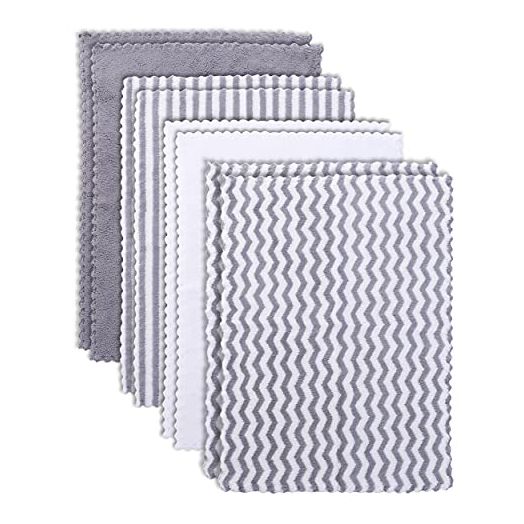 BAMBOO QUEEN 8 Pack Super Soft Baby Burp Cloths, Ultra Absorbent Large Newborn Burping Cloth for Boy and Girl, Milk Spit Up Rags, Unisex Grey and White, 16 × 12 Inch