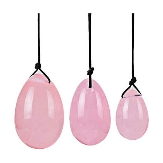 Yoni Eggs in Rose Quartz/for Women PC Muscle Training/Kegel Exercise Eggs/Yoni Pearls/Drilled/ 3 pcs in a Set