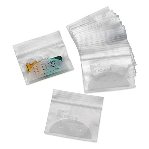 Pill Bag Pouch, Reusable Plastic Pill Organizer Bags, Size 3" X 2" 3 Mil (Pack of 100)