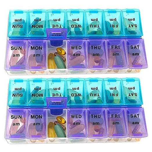 MEDca Weekly Pill Organizer, Twice-a-Day, Pack of 2