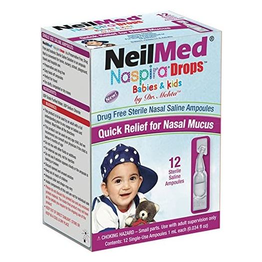 NeilMed Naspira Drops - Easy twist-off 12ct Ampoules, (Packaging May Vary)