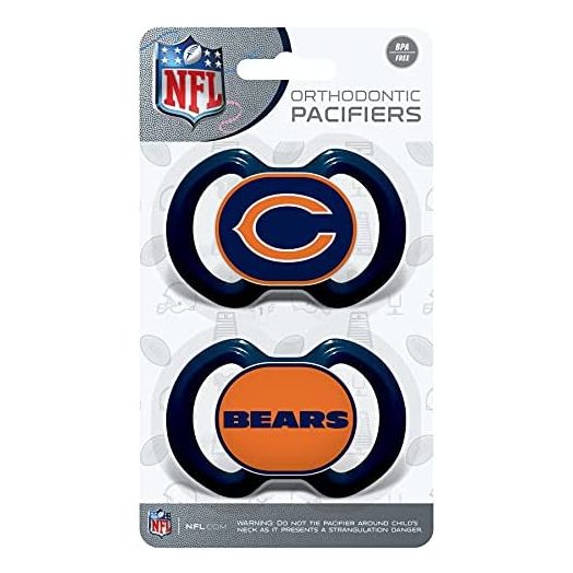 MasterPieces Baby Fanatic NFL Chicago Bears 2-Pack Pacifiers, Team Color, One Size