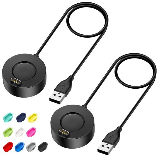 EZCO Charger Compatible with Garmin Vivoactive 3 4 4S 5/ Fenix 5 5S 5X/ Fenix 6 6S 6X/Venu 3/Venu Sq Music, 2 Pack 3.3 Ft USB Charging Cable Stand Station Date Syn for Forerunner 935 Smart Watch