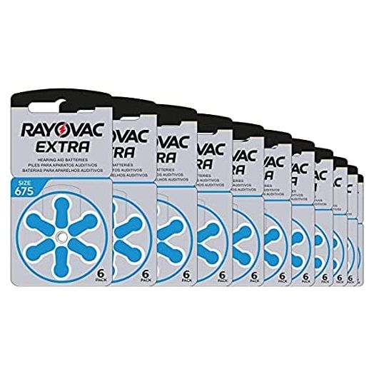 Rayovac Extra Advanced Hearing Aid Batteries Size 675 (1 Box) (60 Batteries) + Keychain
