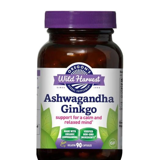Oregon's Wild Harvest Ashwagandha Ginkgo - 90 Gelatin Capsules