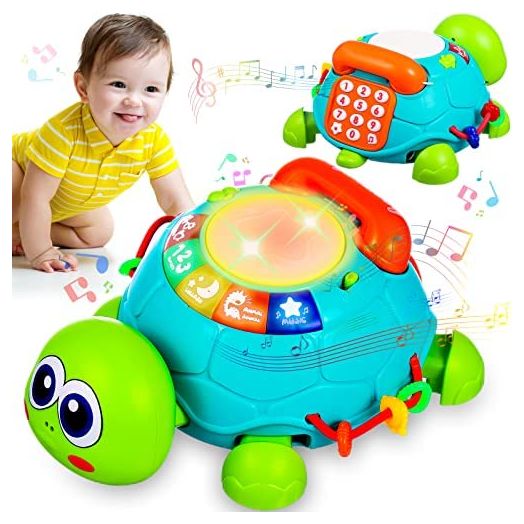 Baby Toys 6 to 12 Months Crawling Turtle Musical Baby Toys for 12-18 Months Infant Light Up Tummy Time Toys Early Eduactional Learning Montessori Toys for 1 Year Old Toddler Boy Girl Age 8 9 Month