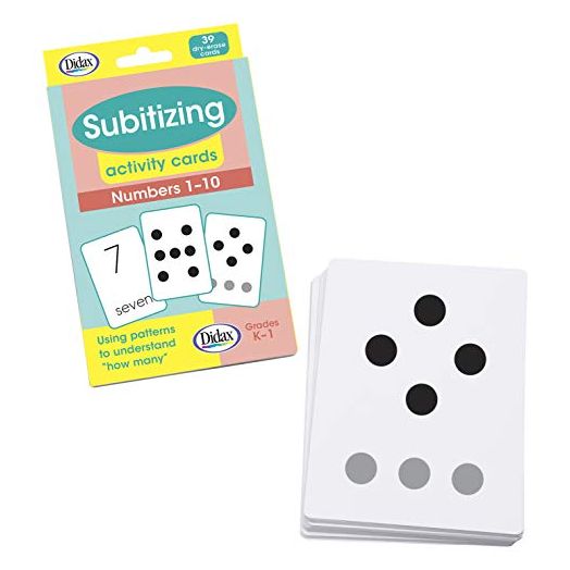 Didax 211015 Subitizing Dry-Erase Activity Cards, Numbers 1 to 10, Set of 39, White