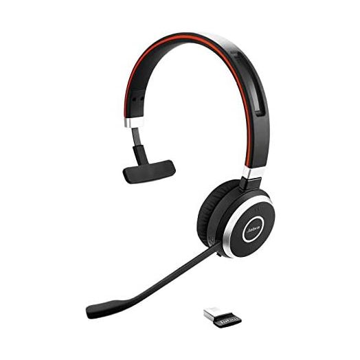Jabra Evolve 65 UC Wireless Headset, Mono – Includes Link 370 USB Adapter – Bluetooth Headset with Industry-Leading Wireless Performance, Passive Noise Cancellation, All Day Battery