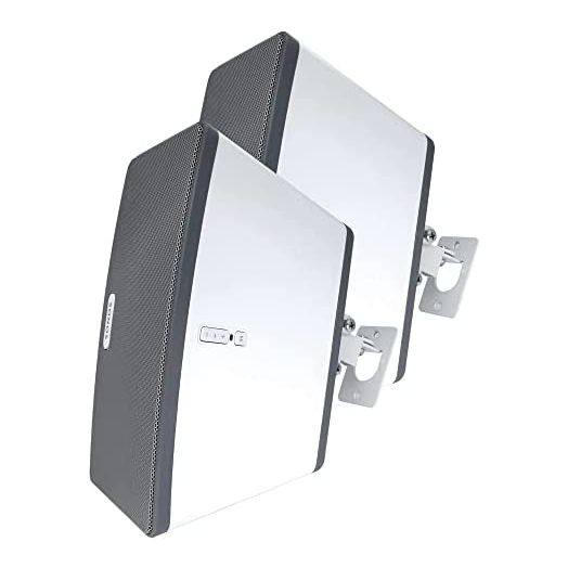 2 x SONOS Play 3 Wall Mount, Twin Pack, Adjustable Swivel & Tilt Mechanism, 2 Brackets for Play:3 Speaker with Mounting Accessories, White, Designed in The UK by Soundbass