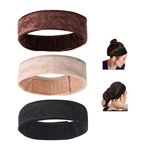 sansheng Wig Grip Band, Velvet Headband Scarf, Adjustable (3 Pack)
