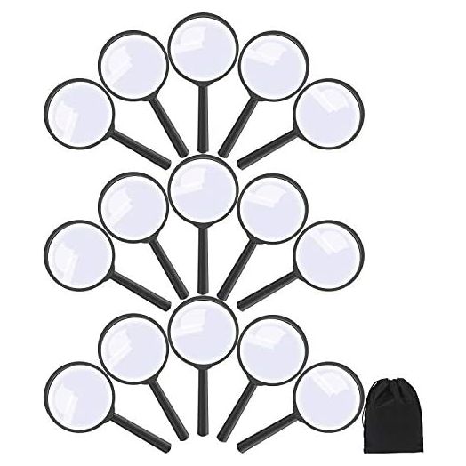 Elcoho Handheld Magnifier Plastic Magnifying Glass (15 Pack)